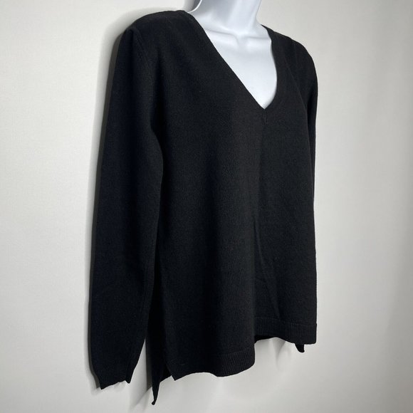 Superdry Premium Luxe Black Cashmere Blend Knit V-neck Pullover Sweater - Picture 3 of 8